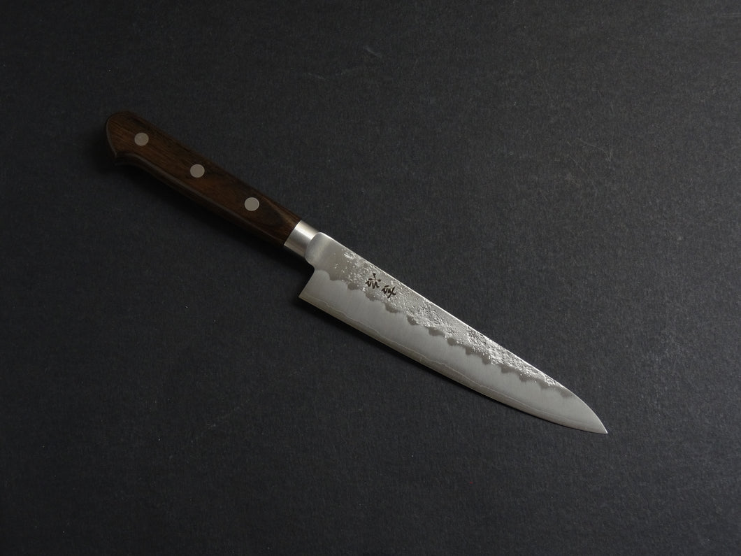 KICHIJI GINSAN NASHIJI PETTY KNIFE 135MM BROWN HANDLE (WITH BOLSTER)