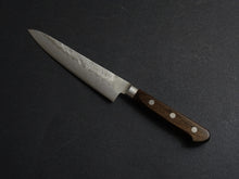 Load image into Gallery viewer, KICHIJI GINSAN NASHIJI PETTY KNIFE 135MM BROWN HANDLE (WITH BOLSTER)
