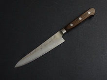 Load image into Gallery viewer, KICHIJI GINSAN NASHIJI PETTY KNIFE 135MM BROWN HANDLE (WITH BOLSTER)
