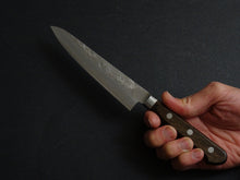 Load image into Gallery viewer, KICHIJI GINSAN NASHIJI PETTY KNIFE 135MM BROWN HANDLE (WITH BOLSTER)
