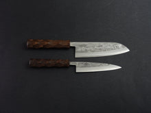 Load image into Gallery viewer, [ONLINE EXCLUSIVE DEAL] KICHIJI x NAGURI SLD NASHIJI SANTOKU 165MM &amp; PETTY 135MM NAGURI CURVED WENGE WOOD HANDLE SET of 2
