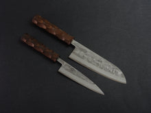 Load image into Gallery viewer, [ONLINE EXCLUSIVE DEAL] KICHIJI x NAGURI SLD NASHIJI SANTOKU 165MM &amp; PETTY 135MM NAGURI CURVED WENGE WOOD HANDLE SET of 2
