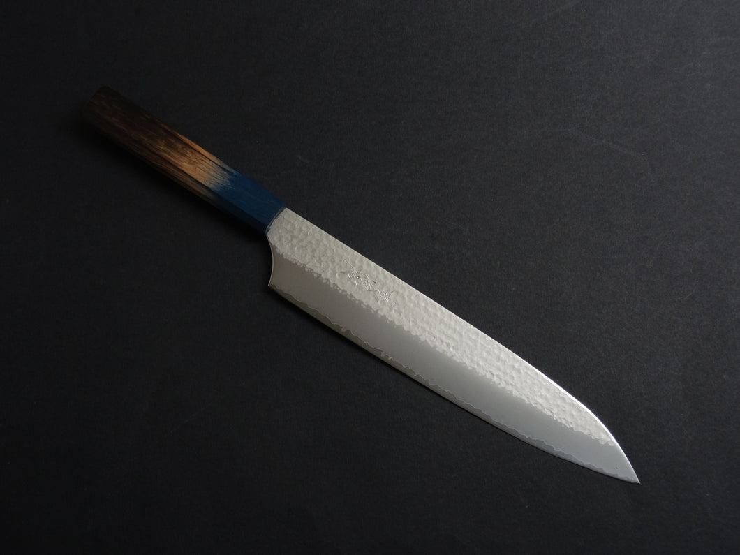 KICHIJI VG-5 HAMMERED GYUTO 240MM OCTAGONAL AKATSUKI (BURNT & DYED)  HANDLE