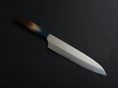 KICHIJI VG-5 HAMMERED GYUTO 210MM OCTAGONAL AKATSUKI (BURNT & DYED)  OAKWOOD HANDLE