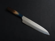 KICHIJI VG-5 HAMMERED GYUTO 210MM OCTAGONAL AKATSUKI (BURNT & DYED)  OAKWOOD HANDLE