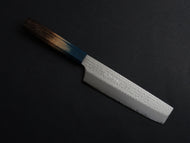 KICHIJI VG-5 HAMMERED NAKIRI 165MM OCTAGONAL AKATSUKI (BURNT & DYED)  HANDLE