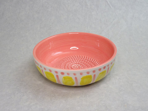 TIERRA COCIDA VINTAGE POTTERY GRATER BOWL (PINK & YELLOW)
