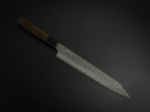 NIGARA AOGAMI SUPER CORE STAINLESS CLAD MIGAKI HAMMERED KIRITSUKE SUJIHIKI 255MM