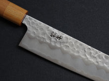 Load image into Gallery viewer, KICHIJI SHIROGAMI-2 STAINLESS CLAD HAMMERED KIRITSUKE GYUTO 210MM CHERRY WOOD HANDLE
