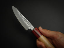 Load image into Gallery viewer, TSUNEHISA AOGAMI SUPER CORE STAINLESS CLAD HAMMERED MIGAKI PARING 80MM CHERRY HANDLE
