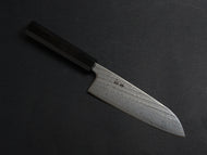 KICHIJI GINSAN NAWAME DAMASCUS SANTOKU 170MM OCTAGONAL EBONY HANDLE