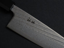 Load image into Gallery viewer, KICHIJI GINSAN NAWAME DAMASCUS SANTOKU 170MM OCTAGONAL EBONY HANDLE
