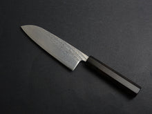 Load image into Gallery viewer, KICHIJI GINSAN NAWAME DAMASCUS SANTOKU 170MM OCTAGONAL EBONY HANDLE

