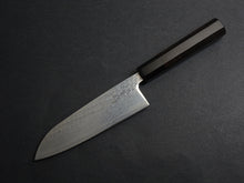 Load image into Gallery viewer, KICHIJI GINSAN NAWAME DAMASCUS SANTOKU 170MM OCTAGONAL EBONY HANDLE
