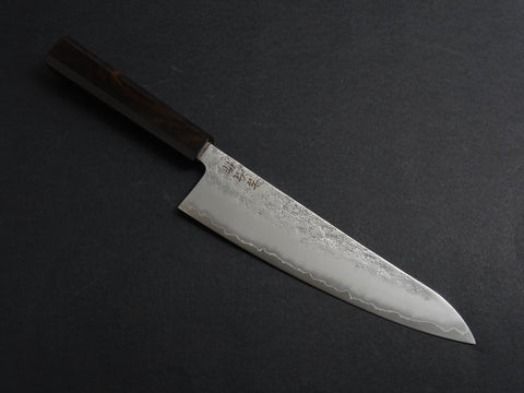 KICHIJI GINREI GINSAN NASHIJI GYUTO 210MM OCTAGONAL MONO EBONY HANDLE