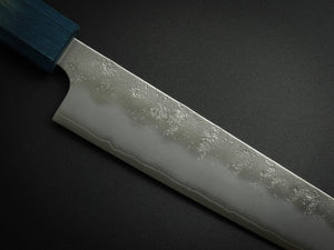 KICHIJI GINSAN NASHIJI SUJIHIKI KNIFE 240MM OCTAGONAL AKATSUKI (BURNT & DYED)  HANDLE