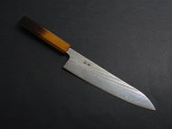 KICHIJI AUS-10 NAWAME DAMASCUS GYUTO 210MM OCTAGONAL BURNT OAK HANDLE