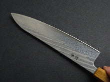 Load image into Gallery viewer, KICHIJI AUS-10 NAWAME DAMASCUS GYUTO 210MM OCTAGONAL BURNT OAK HANDLE
