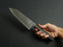 Load image into Gallery viewer, KICHIJI RYUHYO KUROZOME SG2 DAMASCUS BUNKA 180MM OCTAGONAL MONO EBONY HANDLE

