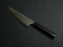 Load image into Gallery viewer, KICHIJI HIKARI SLD STAINLESS CLAD 3 LAYER KO-SANTOKU 150MM OCTAGONAL MONO EBONY HANDLE
