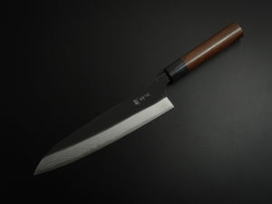 KATSUSHIGE ANRYU SHIROGAMI-2 KUROUCHI GYUTO 210MM ROSE WOOD HANDLE