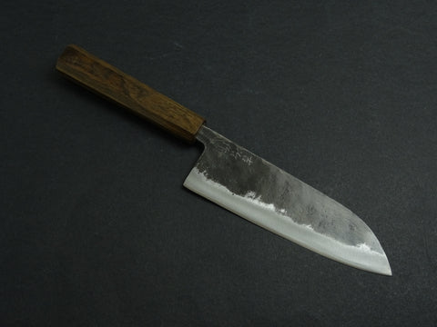 KICHIJI KUROGANE AOGAMI-2 KUROUCHI SANTOKU 165MM OCTAGONAL MONO BUBINGA HANDLE