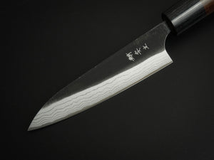 KATSUSHIGE ANRYU SHIROGAMI-2 KUROUCHI DAMASCUS PETTY 120MM ROSE WOOD HANDLE