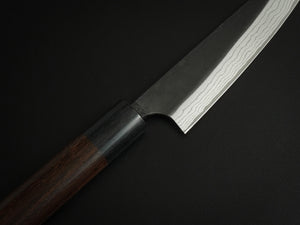 KATSUSHIGE ANRYU SHIROGAMI-2 KUROUCHI DAMASCUS PETTY 120MM ROSE WOOD HANDLE