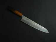 KICHIJI AUS-10 NAWAME DAMASCUS GYUTO 240MM OCTAGONAL BURNT OAK HANDLE