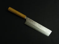 KICHIJI HAYABUSA VG-10 HAMMERED NAKIRI KNIFE 170MM OCTAGONAL MONO OLIVE HANDLE