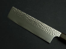Load image into Gallery viewer, KICHIJI HAYABUSA VG-10 HAMMERED NAKIRI KNIFE 170MM OCTAGONAL MONO BUBINGA HANDLE
