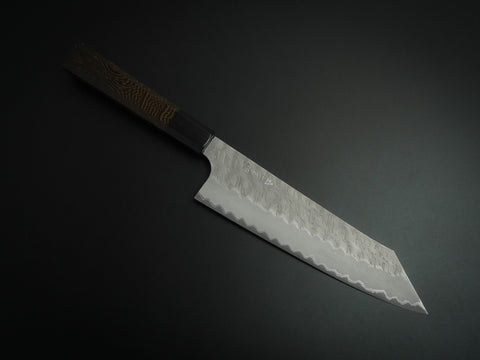 NIGARA AOGAMI SUPER CORE STAINLESS CLAD MIGAKI HAMMERED KIRITSUKE GYUTO 210MM