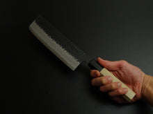 Load image into Gallery viewer, OUL AOGAMI SUPER STAINLESS CLAD KUROUCHI HAMMERED NAKIRI 165MM OCTAGONAL MAGNOLIA WOOD HANDLE
