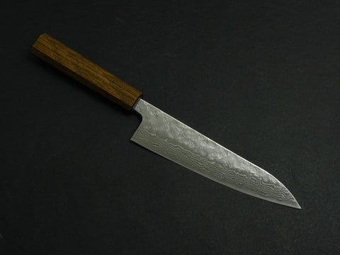 OUL 440C HAMMERED DAMASCUS GYUTO 180MM OCTAGONAL BLACK OAKWOOD HANDLE