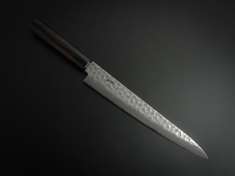KICHIJI VG-10 33 LAYER HAMMERED DAMASCUS SUJIHIKI 240MM ROSEWOOD HANDLE