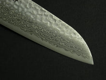 Load image into Gallery viewer, KICHIJI GINSAN DAMASCUS HAMMERED SANTOKU 170MM OCTAGONAL OAKWOOD HANDLE
