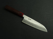 Load image into Gallery viewer, KICHIJI GINSAN DAMASCUS HAMMERED SANTOKU 170MM OCTAGONAL ROSEWOOD HANDLE
