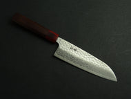 KICHIJI GINSAN DAMASCUS HAMMERED SANTOKU 170MM OCTAGONAL ROSEWOOD HANDLE