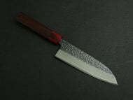 MUNEISHI AOGAMI IRON CLAD KUROUCHI HAMMERED SANTOKU 165MM OCTAGONAL ROSEWOOD HANDLE