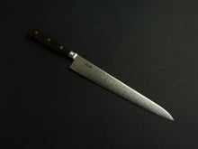 Load image into Gallery viewer, KICHIJI VG-10 33 LAYER DAMASCUS SUJIHIKI 240MM BROWN HANDLE
