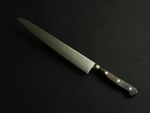 Load image into Gallery viewer, KICHIJI VG-10 33 LAYER DAMASCUS SUJIHIKI 240MM BROWN HANDLE
