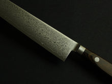 Load image into Gallery viewer, KICHIJI VG-10 33 LAYER DAMASCUS SUJIHIKI 240MM BROWN HANDLE

