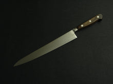 Load image into Gallery viewer, KICHIJI VG-10 33 LAYER DAMASCUS SUJIHIKI 240MM BROWN HANDLE
