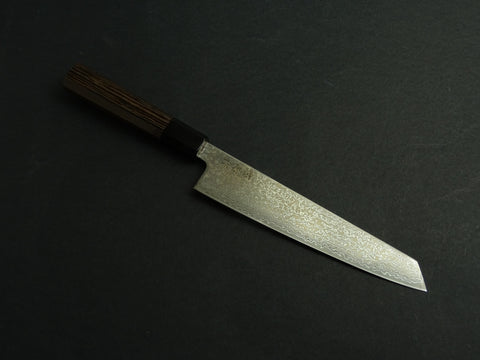 KICHIJI HIKARI SLD STAINLESS CLAD DAMASCUS KUROZOME KIRITSUKE SUJIHIKI 205MM OCTAGONAL WENGE HANDLE