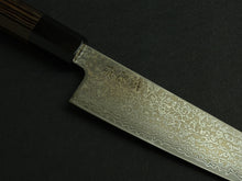 Load image into Gallery viewer, KICHIJI HIKARI SLD STAINLESS CLAD DAMASCUS KUROZOME KIRITSUKE SUJIHIKI 205MM OCTAGONAL WENGE HANDLE
