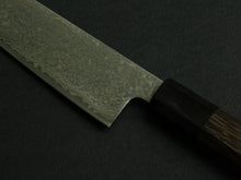 Load image into Gallery viewer, KICHIJI HIKARI SLD STAINLESS CLAD DAMASCUS KUROZOME KIRITSUKE SUJIHIKI 205MM OCTAGONAL WENGE HANDLE
