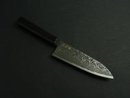 KICHIJI RYUHYO KUROZOME SG2 DAMASCUS SANTOKU 175MM OCTAGONAL MONO EBONY HANDLE