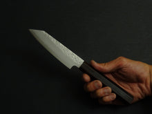 Load image into Gallery viewer, KICHIJI GINREI GINSAN NASHIJI KIRITSUKE PETTY 125MM OCTAGONAL MONO EBONY HANDLE
