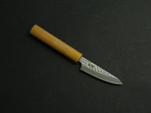 Load image into Gallery viewer, KICHIJI SHIROGAMI-2 STAINLESS CLAD HAMMERED PARING 80MM CHERRY WOOD HANDLE
