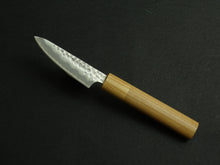 Load image into Gallery viewer, KICHIJI SHIROGAMI-2 STAINLESS CLAD HAMMERED PARING 80MM CHERRY WOOD HANDLE
